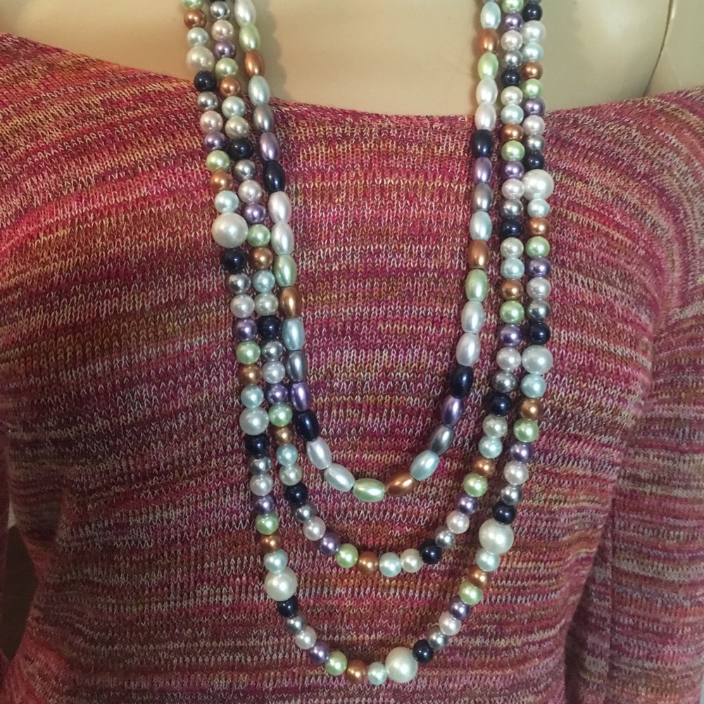 Oriental Simulated Multicolor Round Pearl Strand - image 5